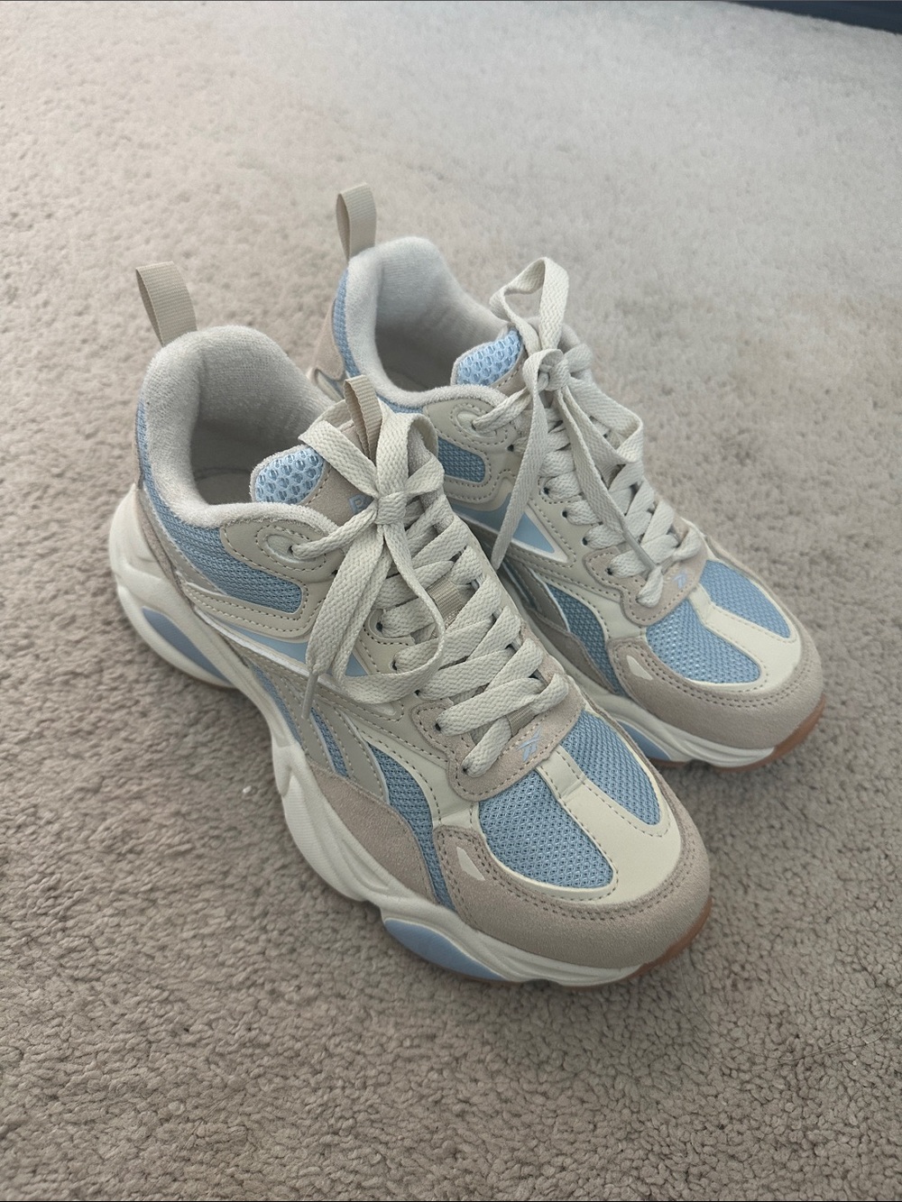 Reebok Women's Chunky Sneakers in Light Blue and Cream